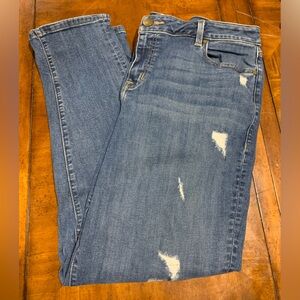 Lane Bryant Blue Distressed Boyfriend Skinny Jeans